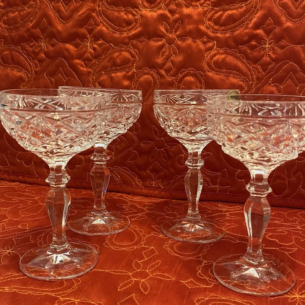 Four Sheffield 24% Lead‎ Crystal Champagne Toasting Glasses Made in Yugoslavia